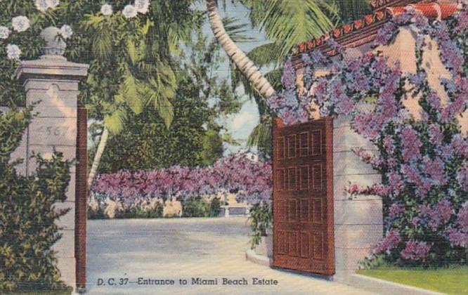 Florida Miami Beach Entrance To A Miami Beach Estate 1943 Curteich