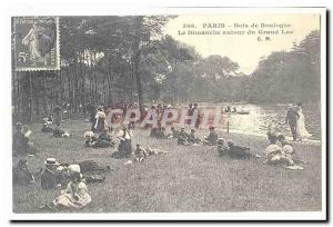 Paris Old Postcard Bois de Boulogne Sunday around the Grand LAc (reproduction)