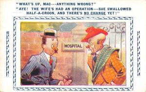 Greetings Men in Front of Hosital Comic Humor Bamforth Antique Postcard J67282