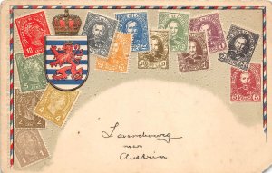 Lot327 luxemburg stamps embossed postcard litho