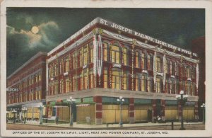 Postcard Offices St Joseph Railway Light Heat Power Company St Joseph MO