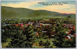 Vtg Romney West Virginia WV Birds Eye View South Branch Valley 1950s Postcard