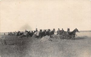 H47/ Interesting RPPC Postcard c1910 Harvest Scene Horses Farmers 14