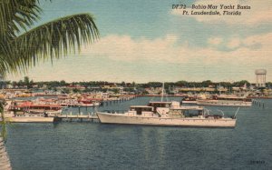 Vintage Postcard Bahia-Mar Yacht Basin Fort Lauderdale Florida Gulf Stream Card