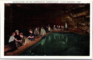 Postcard KY Mammoth Cave Echo River women on boats