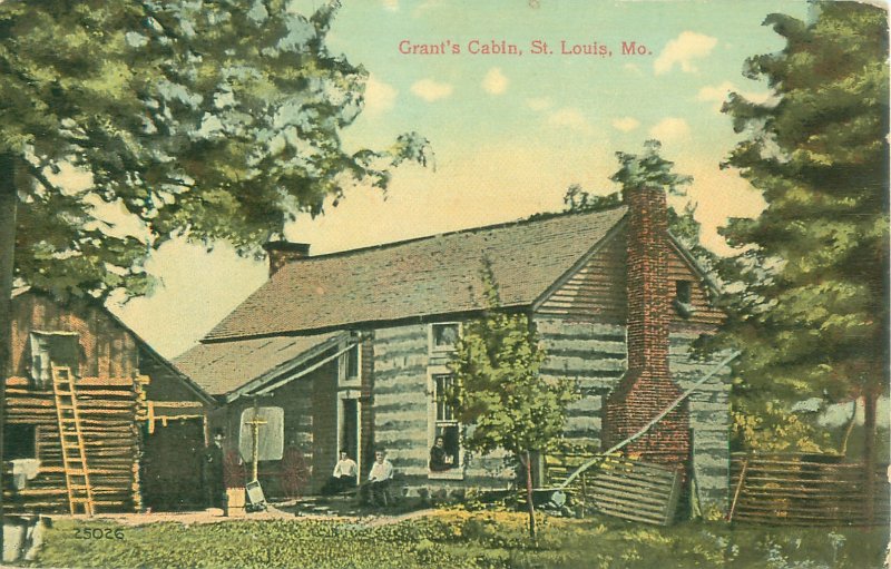 St Louis MO Grant's Cabin Lithograph Postcard Unused