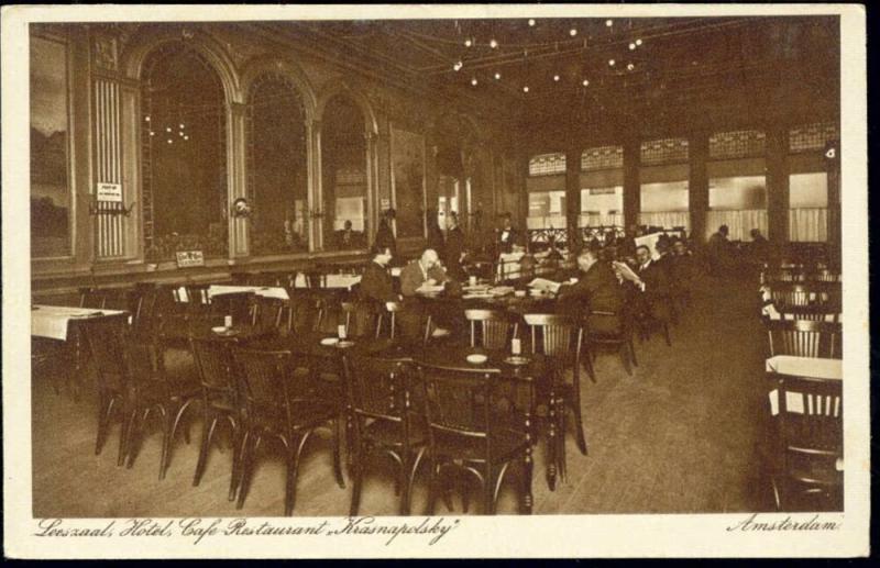 Netherlands Amsterdam Hotel Krasnapolsky Library 1920s - 