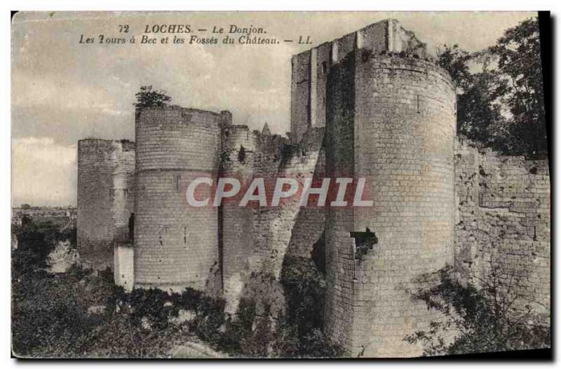 Old Postcard Loches Le Donjon Les Tours At Bec And Les Fosses du chateau