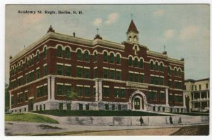 Berlin, New Hampshire, Vintage Postcard View of Academy St. Regis, 1913, R.P.O. 