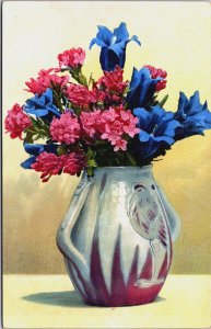 Still Life Vase with a Flower Bouquet Vintage Postcard C213