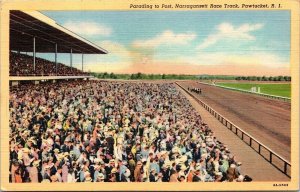 Horses Parading Narragansett Race Track Crowd Pawtucket RI Postcard Unused UNP 