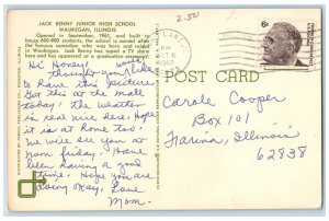 Waukegan Illinois IL Postcard Jack Benny Junior High School 1969 Vintage Antique