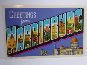 Harrisburg Postcard Large Letter Greeting From Pennsylvania Chrome Curt Teich