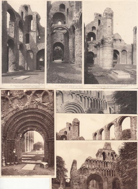 Lot 7 postcards Colchester Botolph `s Priory architecture