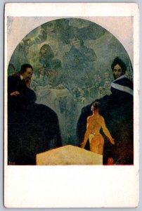 DS1/ Alphonse Mucha Artist Signed Art Nouveau Postcard c1910 Nude 19