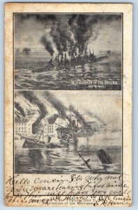 1908 Virginia VA Vintage Postcard Destruction Merrimac Disaster Steamer Ship