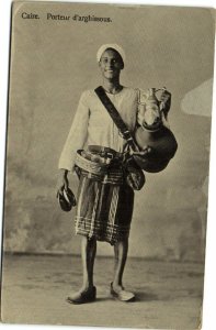 PC EGYPT, CAIRE, PORTEUR D'AARGHISSOUS, Vintage REAL PHOTO Postcard (b36068)