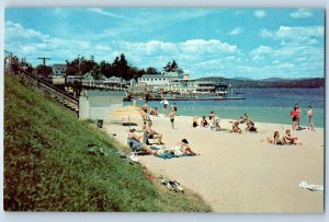 1960 Weirs Beach New Hampshire Vintage Postcard Bathing Lake Winnipesaukee Ferry