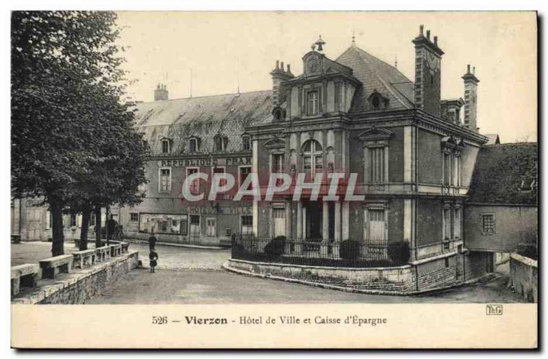 Old Postcard Bank city of Vierzon Hotel and Caisse d & # 39Epargne