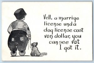 Slater Signed Postcard Dutch Boy With Dog Vell A Marriage License Midway WI