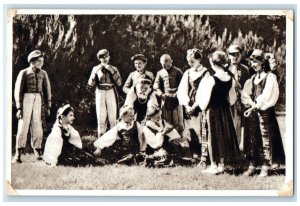 c1950's A View of Youth in the Forest Lithuania Vintage Unposted Postcard