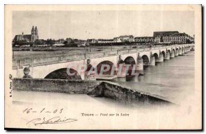 Postcard Old Bridge on Loire Tours