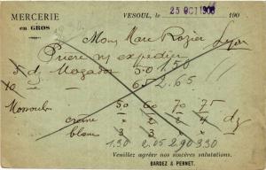 CPA Mercerie en Gros - VESOUL le 25 Oct 1908 - Veuillez agréer nos. (452288)