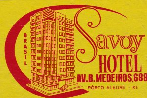 Brasil Porto Alegre Savoy Hotel Vintage Luggage Label sk2822