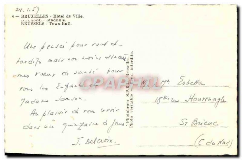 Postcard Modern Brussels Hotel De Ville