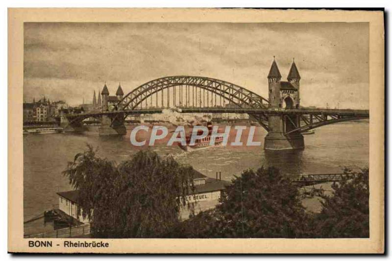 Old Postcard Bonn Rheinbrucke Boat