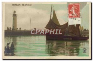 Old Postcard Back From Fishing Boat