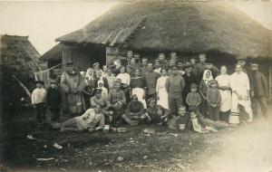 RPPC Social History Group Photo Military Men & Peasants to identify