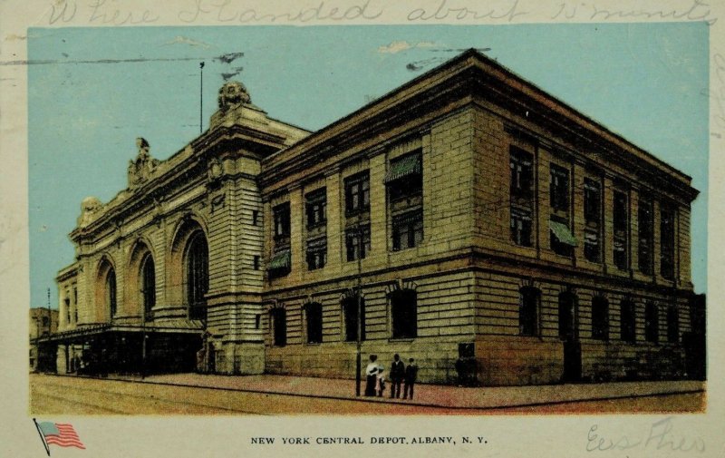 C.1910 New York Central Depot, Albany, N. Y. Vintage Postcard P53 