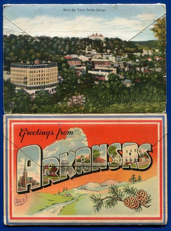 State of Arkansas ar & Eureka Springs linen postcard folders foldouts 