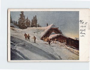 Postcard Winter Scene House Covered with Snow