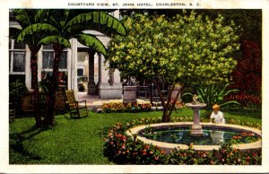 South Carolina Charleston St John Hotel Courtyard View 1951