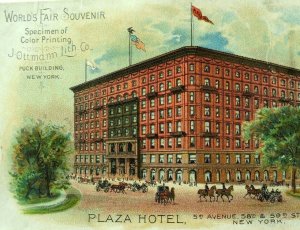 1893 J. Ottmann Lithography Co. World's Fair Souvenir Plaza Hotel, NY Card F98