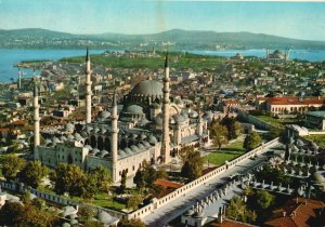 Vintage Postcard Suleymaniye Camiinin Havadan Mosque Of Soliman Istanbul Turkey