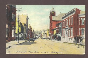 ELGIN ILLINOIS DOWNTOWN CHICAGO STREET SCENE VINTAGE POSTCARD 1908