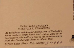 Vintage Postcard Nashville Trolly Tennessee downtown Music Row Cumberland River