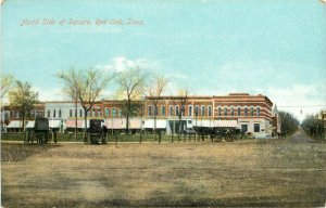 c1910 Postcard; Red Oak IA Street Scene North Side of Square, Montgomery County