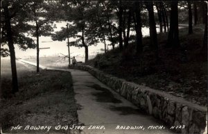 Baldwin MI Bowery Big Star Lake Real Photo Vintage Postcard