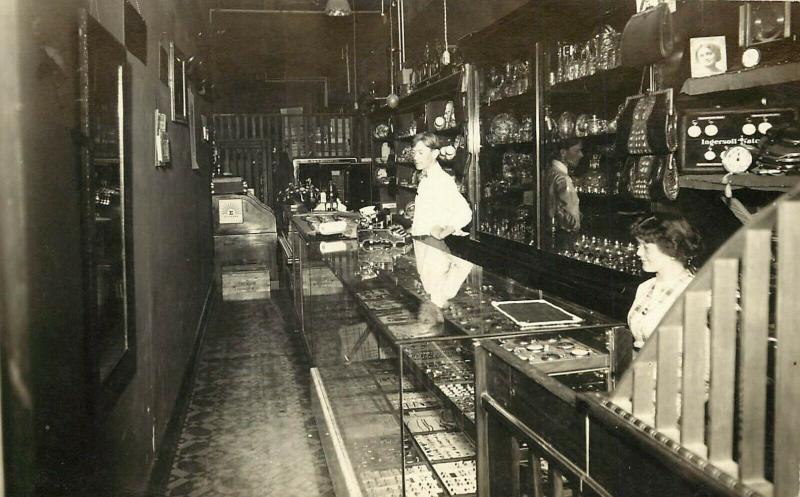 c1910 RPPC; Interior of H & R Jewelry Store Safe Silver & Crystal, Unknown US