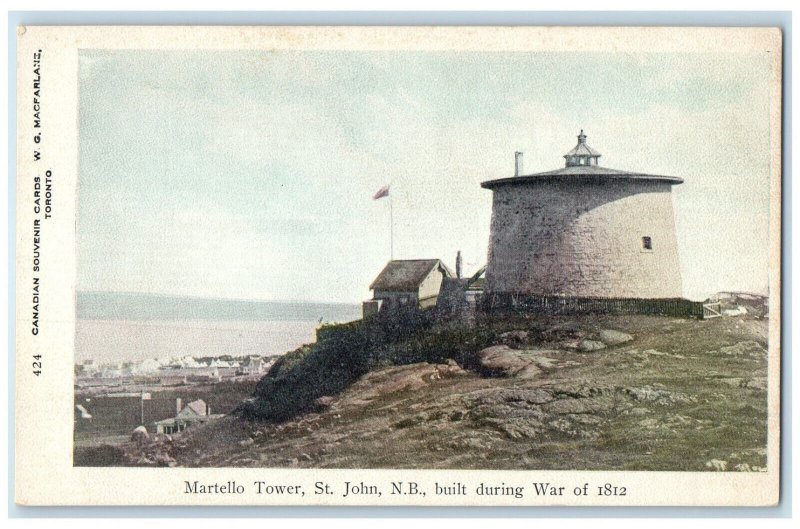 c1910 Martello Tower Built During War of 1812 St. John NB Canada WW1 Postcard