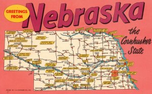 Vintage Postcard 1975 Greetings From Nebraska the Cornhusker State NE