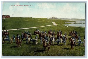 Newport Rhode Island Postcard Drill Fort Adams Army Riding Horses c1910 Vintage