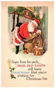 Santa Claus  unpacking Toy Bag