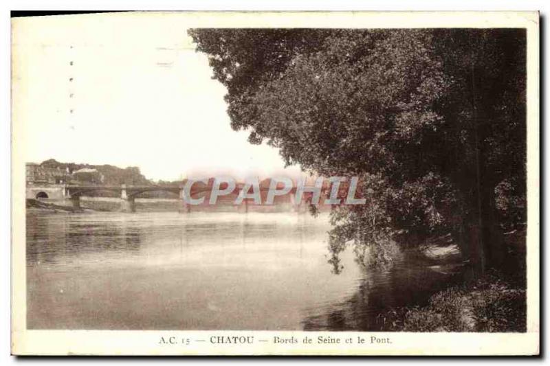 Old Postcard Chatou Bords De Seine and the Pont