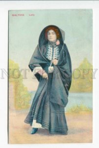 425898 MALTA girl ion native dress Vintage postcard