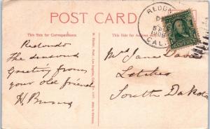 REDONDO, CA California   The HIGH SCHOOL   1908   Postcard